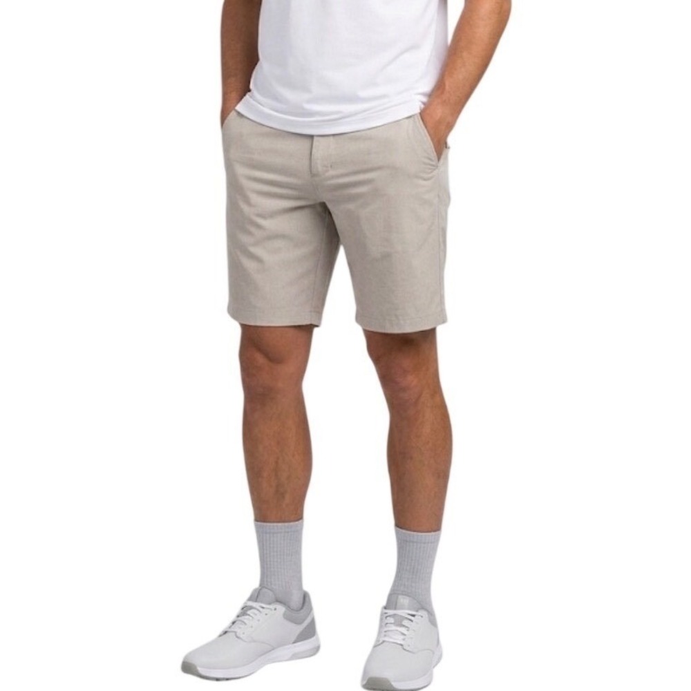 TRAVIS MATHEW‎ Mens Golf Shorts Khaki Tan Size 32 Stretch Performance Casual